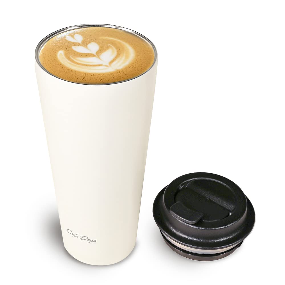 アイリスオーヤマ 【ドリンクホルダー対応!】 タンブラー トラベラーリッド付き 470ml ホワイト 斜めに..