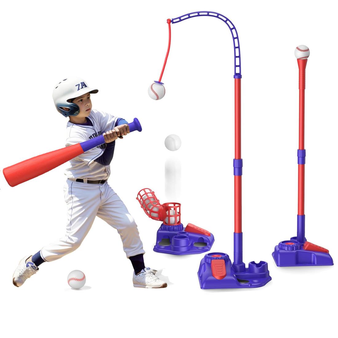 野球おもちゃセット バット ピッチングマシン ボール6個付き スポーツゲーム 室内室外 キッズ用ベースボール 子供トレーニング バッティング練習 自動ランチャー 野球練習セット 親子ゲーム 誕生日 ギフト