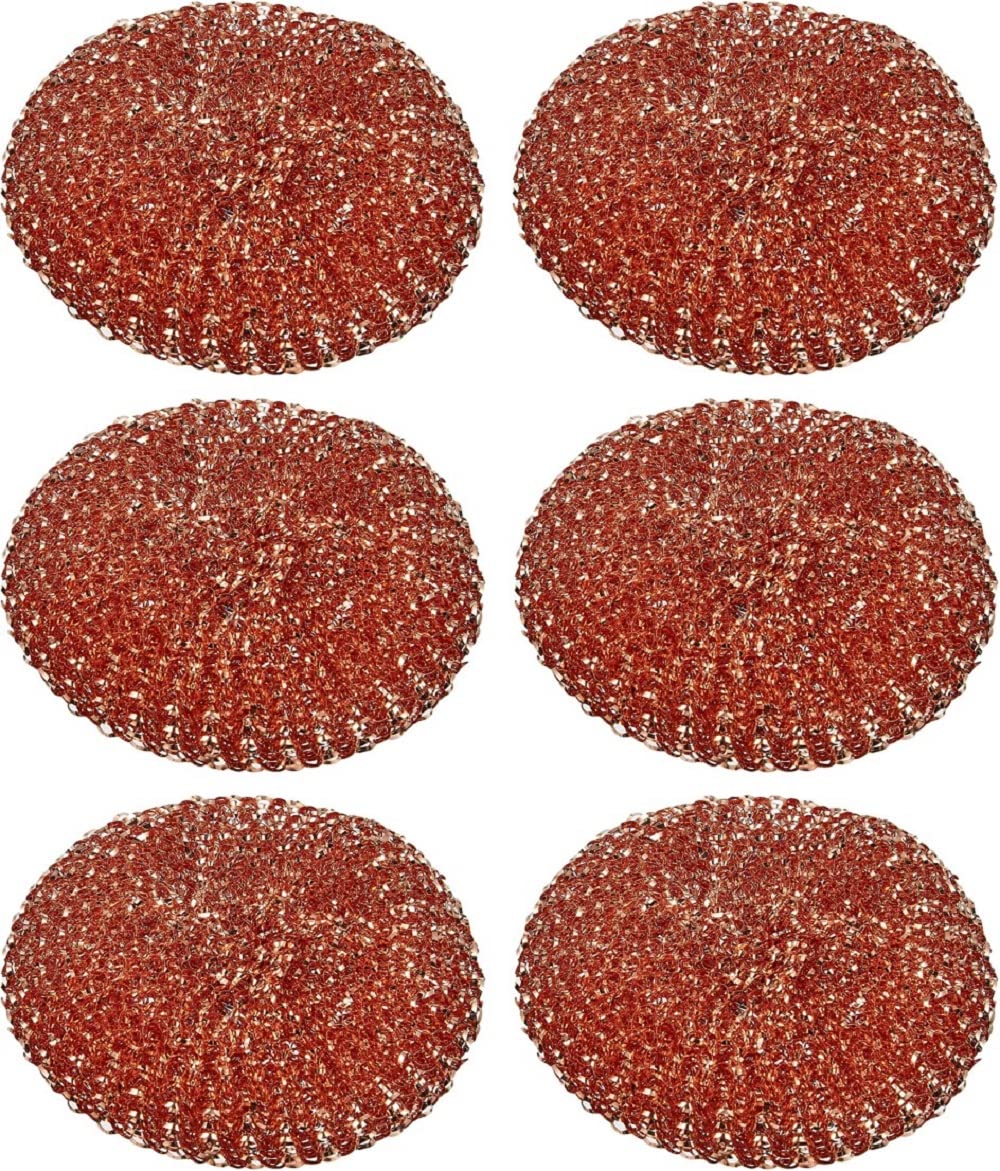 富士商 たわし 銅 キッチンスポンジ 6個入 直径9×厚さ2cm 雑菌の繁殖を防止 頑固な汚れに 純銅タワシ F..
