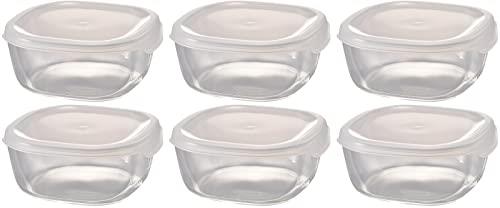 HARIO(ハリオ) 日本製 耐熱ガラス 製 保存容器 ・ 角 600ml BUONO kitchen KST-60-TW 6個セット クリア