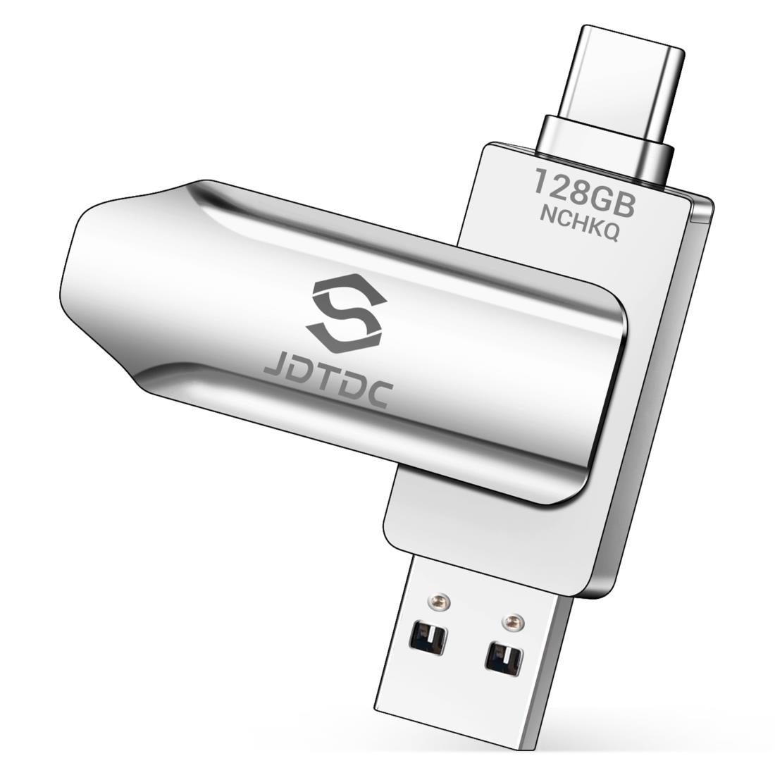 JSL JDTDC USBメモリ タイプC i Phone 16 15 USBメモリ 128GB バックアップ 写真保存メモリーおもいでばこ USB-C メモリ Type-C データ移行 スマホi Phoneから直接USBに写真動画を移す タイプC セキュリティ機能付き iphone用外付け外部ストレージ容量不足解消(128GB)