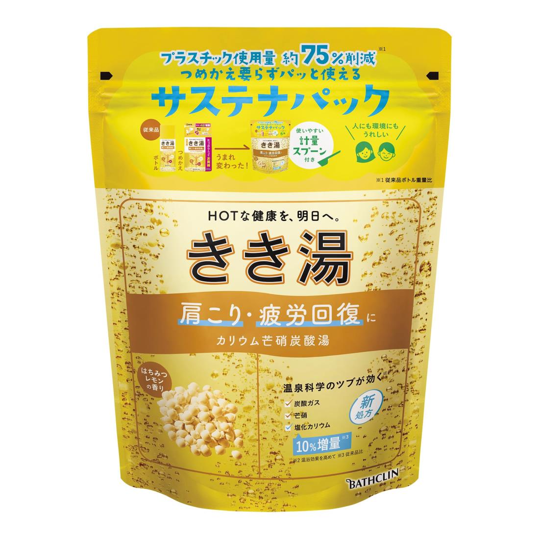 きき湯【薬用入浴剤】カリウム芒硝炭酸湯 はちみつレモンの香り 360g(約12回分) バスクリン 炭酸入浴剤