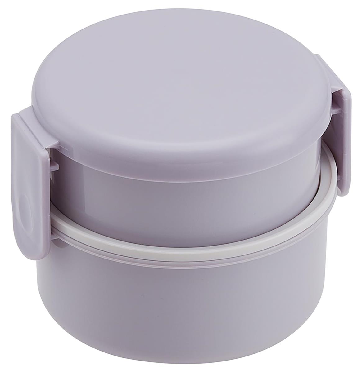 スケーター(Skater) バイオマス フォーク付 丸型 ランチボックス 弁当箱 2段 500ml 入れ子式 電子レンジ対応 日本製 セピアラベンダー ONWR1B