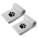 Perco ペット用タオル 2枚セット 超吸水 厚手 マイクロファイバー 犬 猫 タオル 速乾 体拭き用 (75cm×127cm) (ライトグレー)