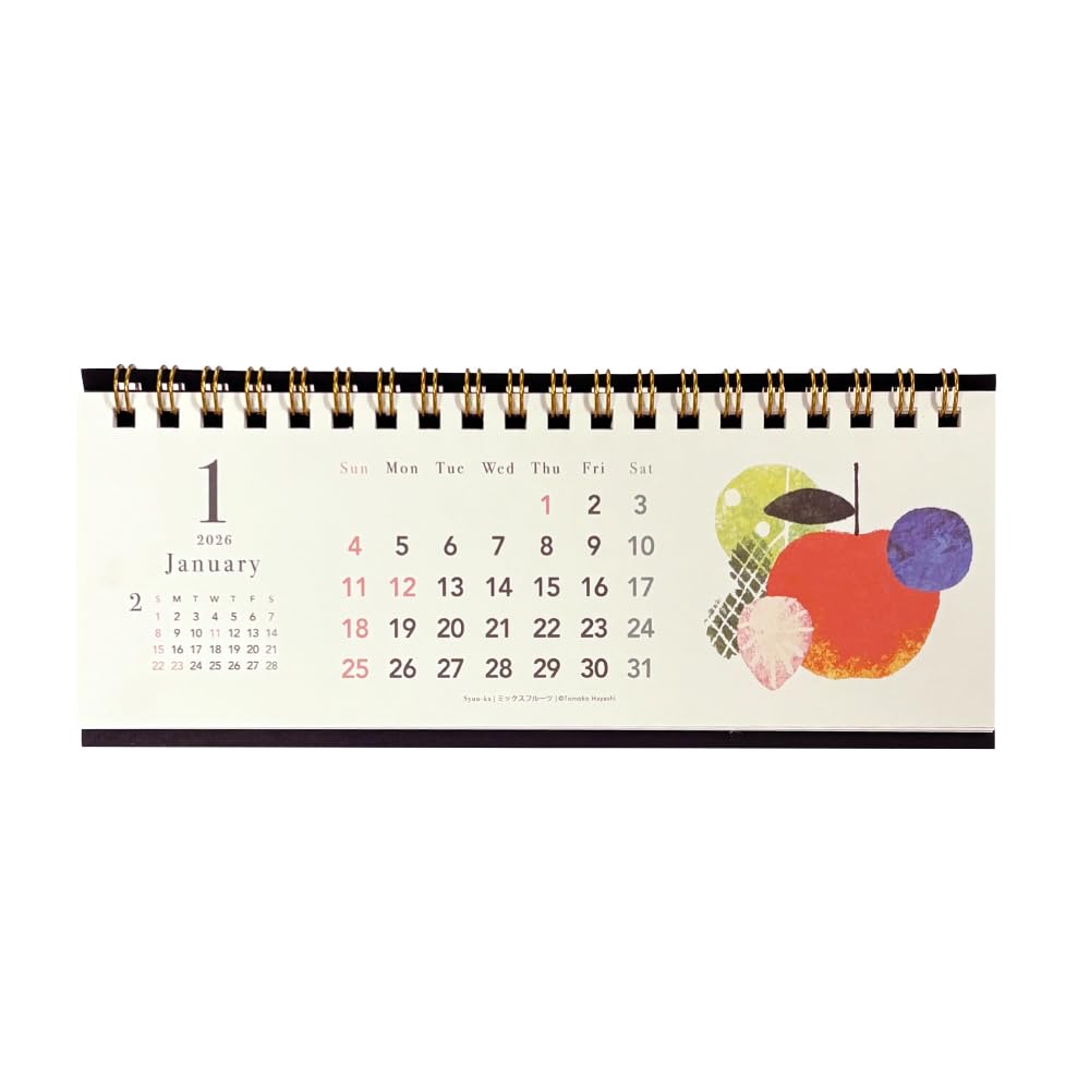 クローズピン Tomoko Hayashi 2026年 カレンダー 卓上 PCスリム 旬果 CL95681