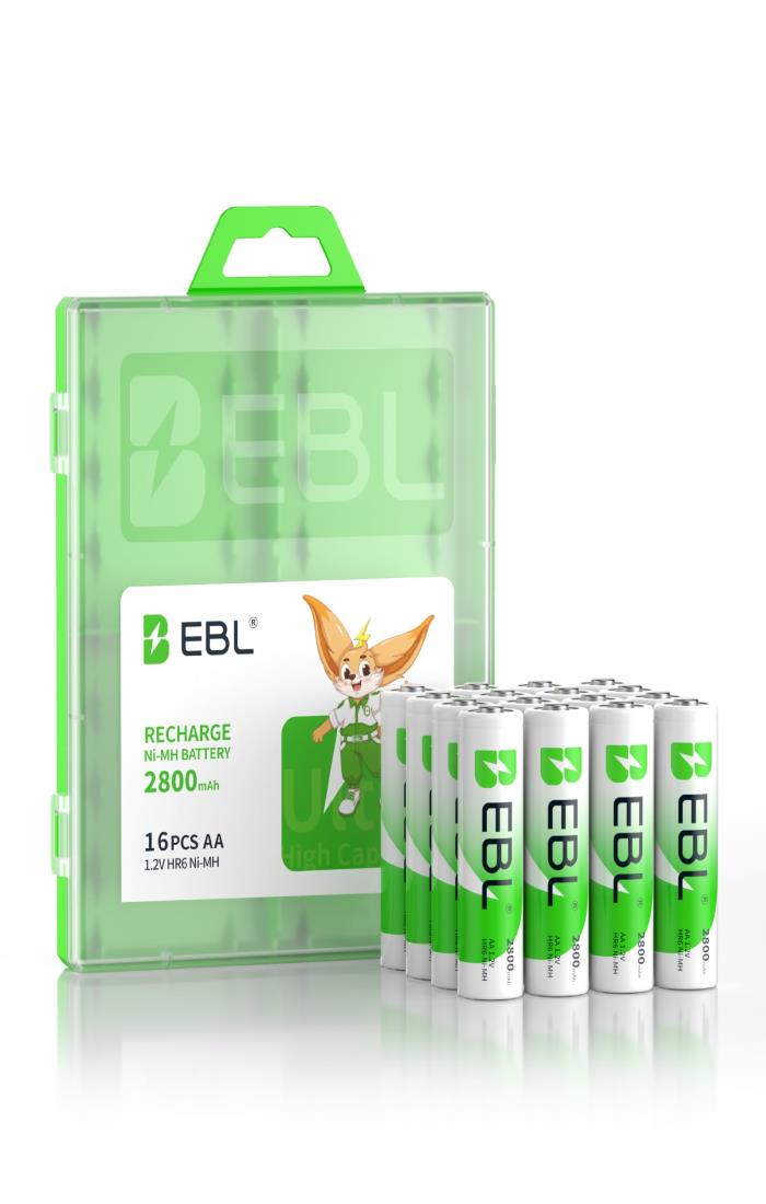EBL 単3電池 充電式 2800mAh 単3充電池 16本パック 単三電池 充電式電池 収納ケース付き充電池 単3 単三充電池