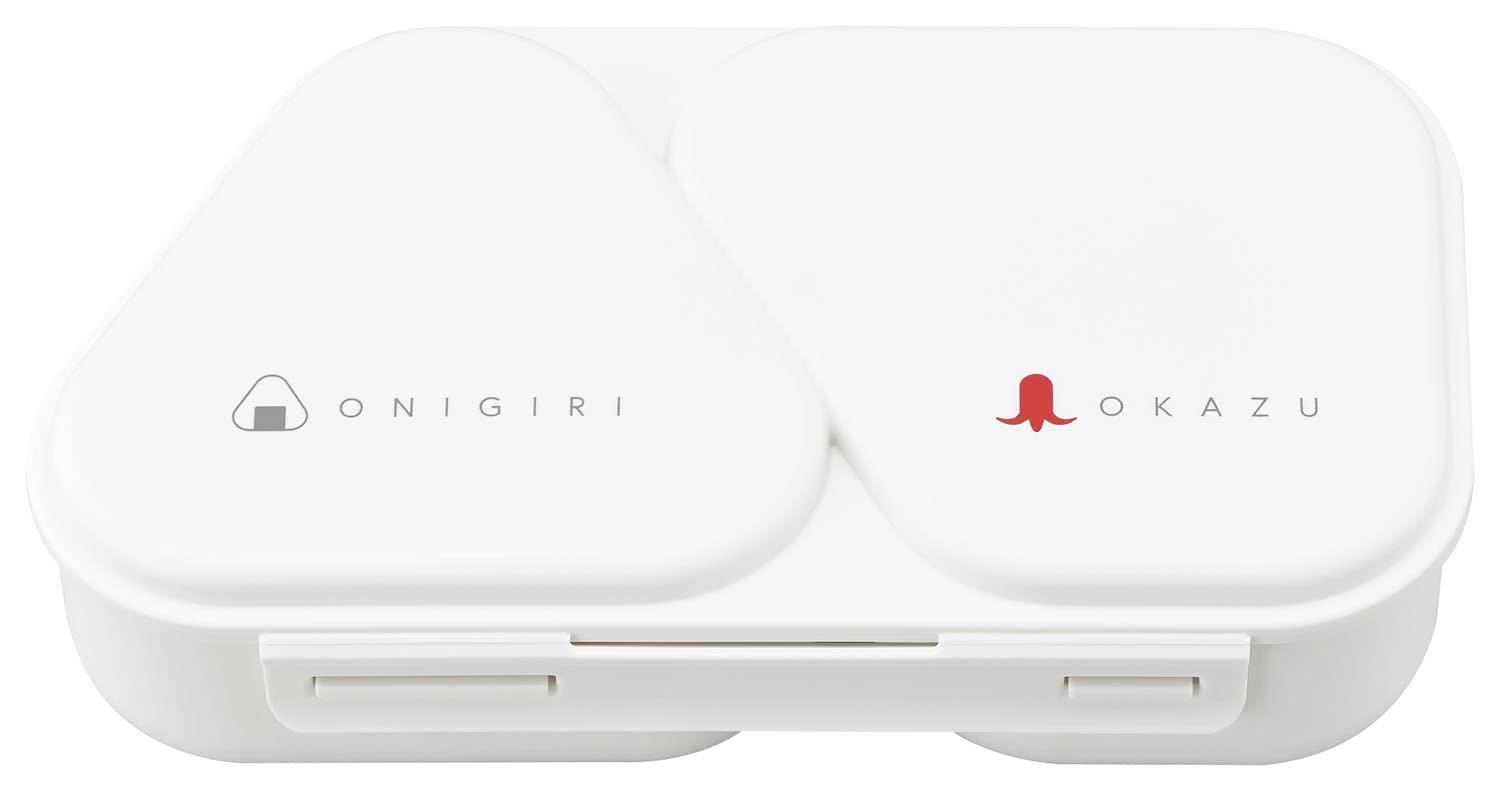OSK(オーエスケー) おにぎりランチケース 弁当箱 ホワイト 465ml 日本製 おにぎらず おかずも入る 電子レンジ対応 押し型付き シンプル おしゃれ 抗菌 時短 簡単 LS-15