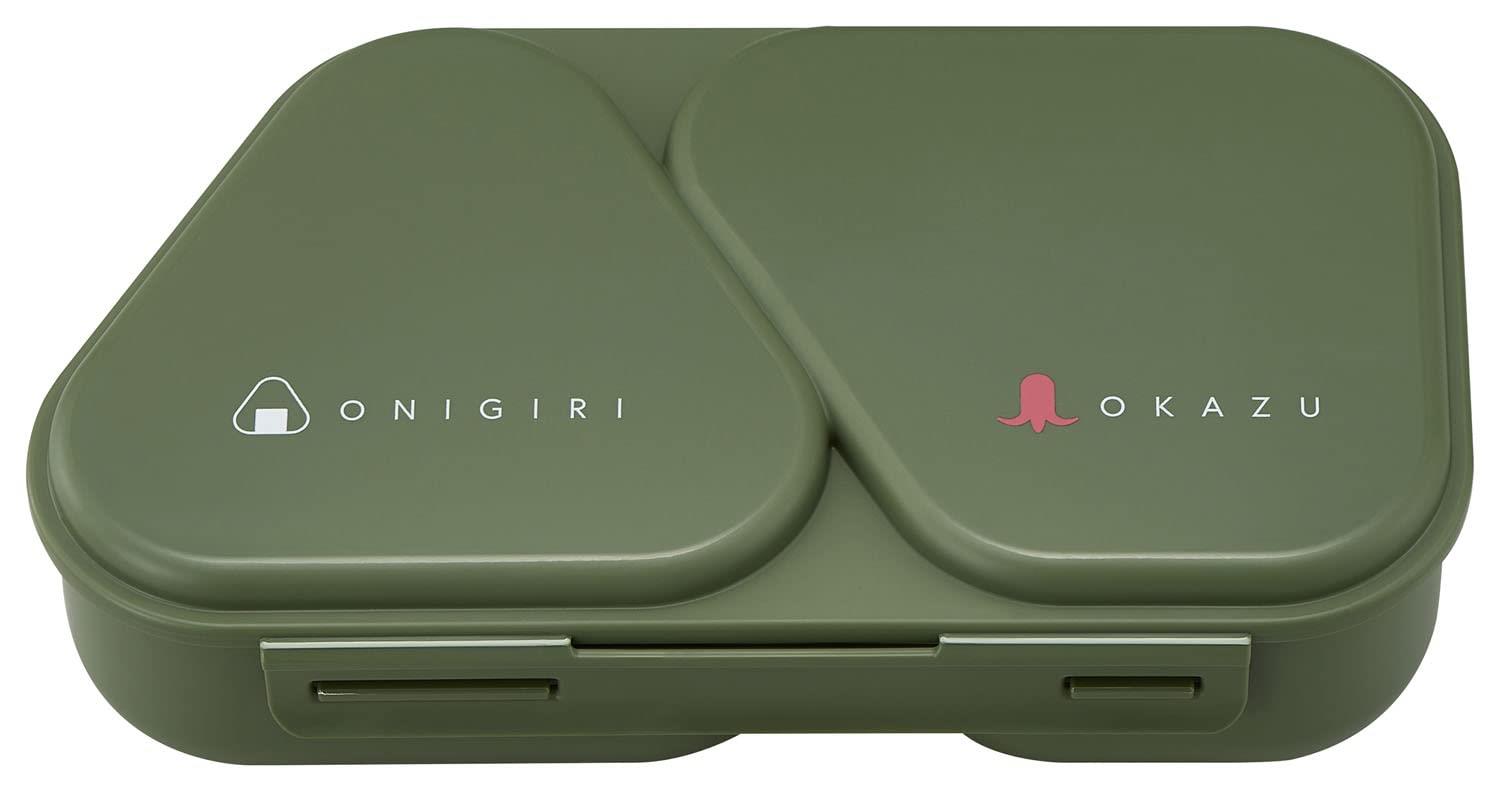 OSK(オーエスケー) おにぎりランチケース 弁当箱 カーキ 465ml 日本製 おにぎらず おかずも入る 電子レンジ対応 押し型付 シンプル おしゃれ 抗菌 時短 簡単 LS-15