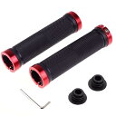 自転車 グリップ ハンドルグリップ 内径22mm 滑り止めゴム製 左右ペア 六角レンチ付き BMX 折りたたみ自転車 クロスバイク用グリップ スポーツ自転車 マウンテンバイク用ぐりっぷ 赤色