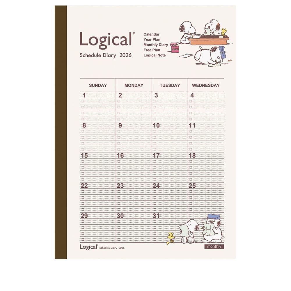 【2026年度版 手帳】 ナカバヤシ ロジカルダイアリー2026月間ノートタイプP／A5ピーナツ2 NS-A502-26PA2【PT1】