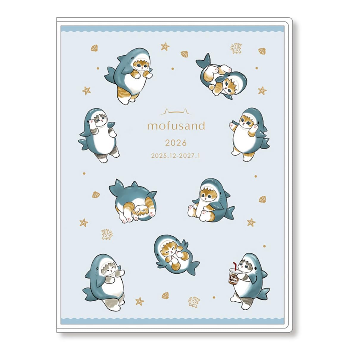 2026年手帳 B6 ブロックウィークリーmofusand/サメにゃん