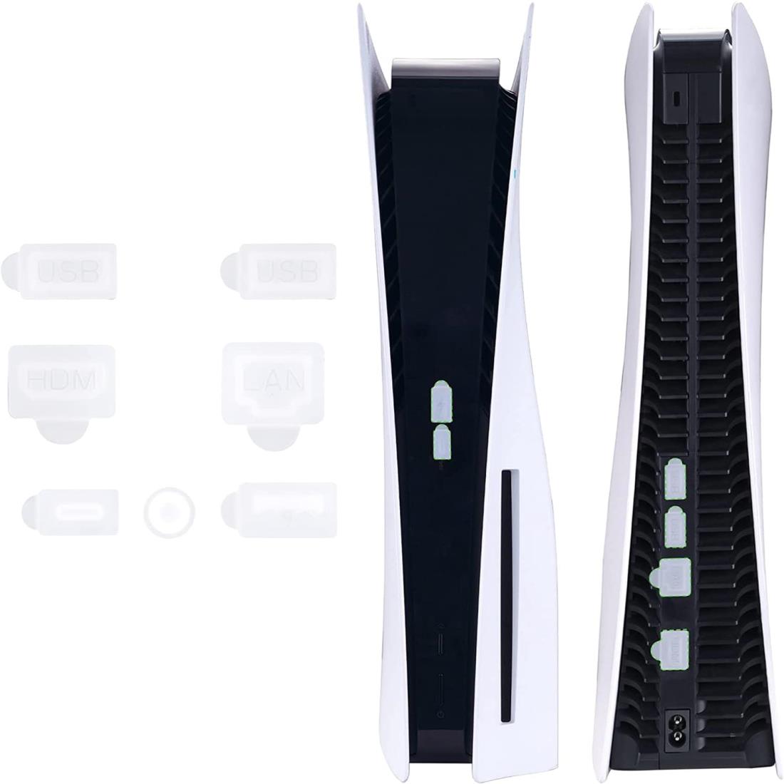 yufulai PS5用ポートキャップセット ほこり入れま栓 for PS5 (ホワイト) (White)