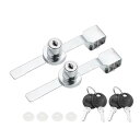 PATIKIL スライドガラスドアラチェットロック 143x14 mm 2個 同じキーのショーケースディスプレイセキュリティロック 4キー付き ショーケースディスプレイケース キャビネット クローゼット用 シルバー