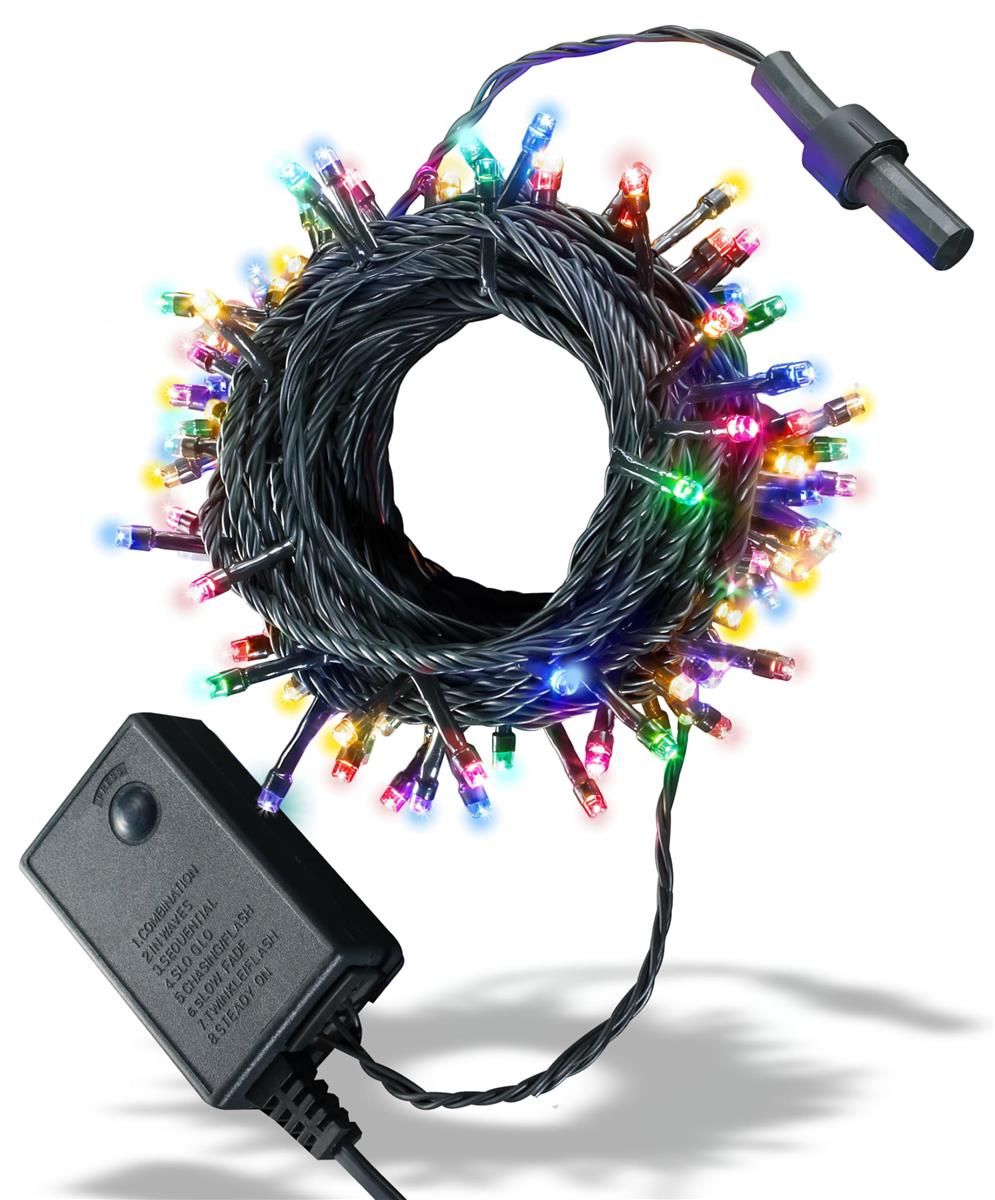 テルノン イルミネーション ライト LED 100球 ストレートタイプ 10m メモリー 機能 内蔵 コントロー ラ..