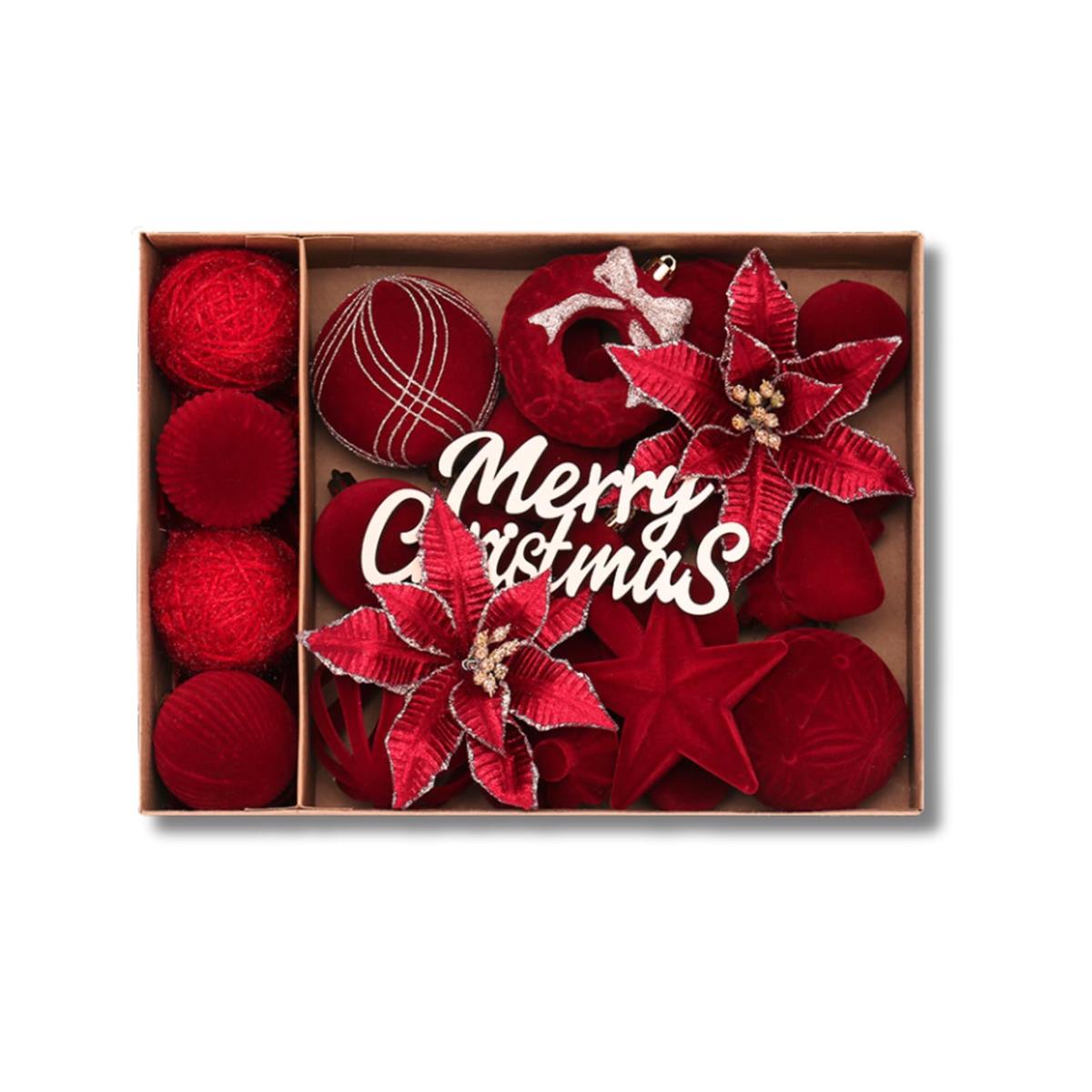 0GULUS ク リ ス マ ス オーナメント ク リ ス マ ス飾り ク リ ス マ スツリー ベロア 装飾 北欧 38個セット おしゃれ