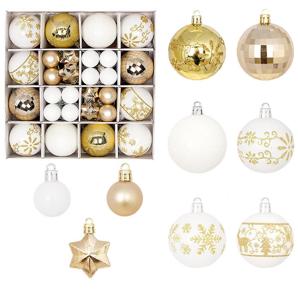 ク リ ス マ ス ツリー デコレーション 飾り付け ボール オーナメント プラスチック 42個セット ハロウィン おしゃれ ゴージャス 部屋 喫茶店 店舗デコレーション 新年 家庭用 雰囲気が 装飾 (白金)