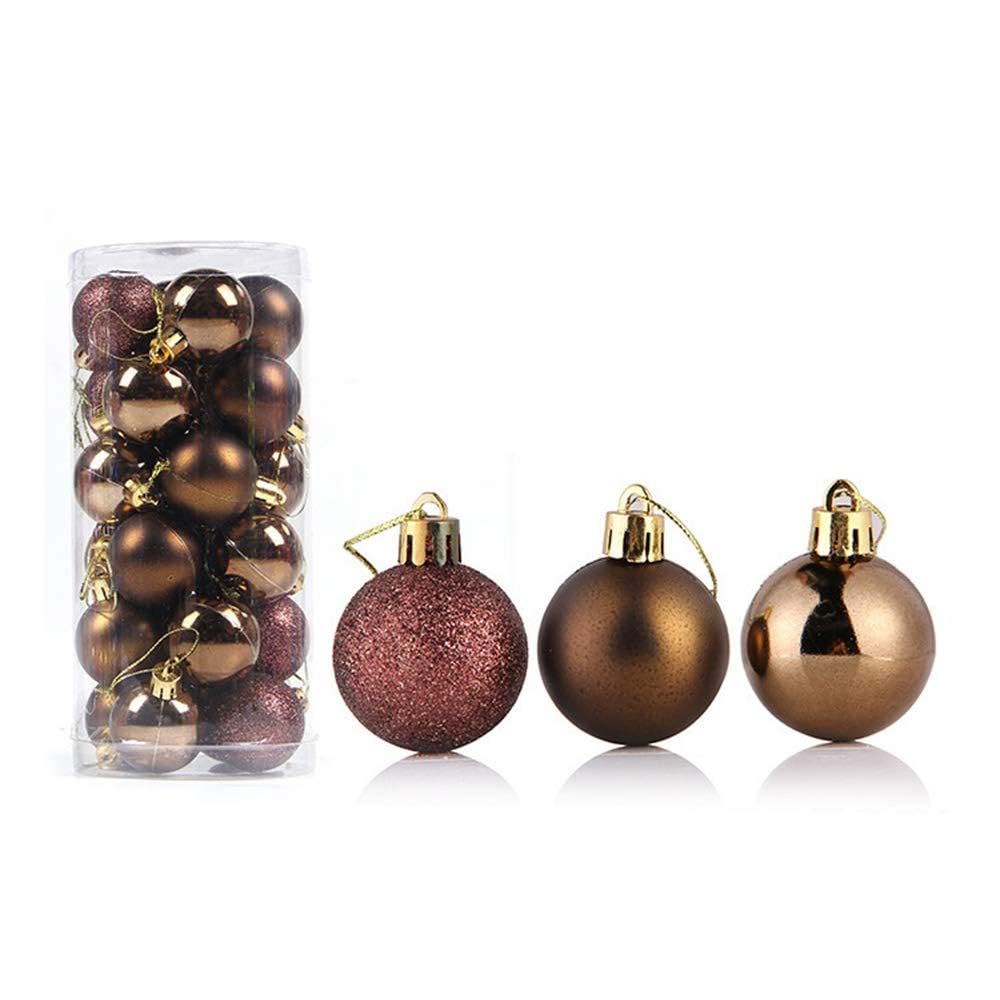 ク リ ス マ ス ボール 24個 セット 【全11色】 ク リ ス マ スツリー デコレーションボール オーナメント ゴールド シルバー ク リ ス マ ス 飾りディスプレイ 球形 吊るす 大粒でツリーに映えるオーナメント 凍える装飾 お洒落 かわいい christmas Xmas (コーヒー, 4cm)
