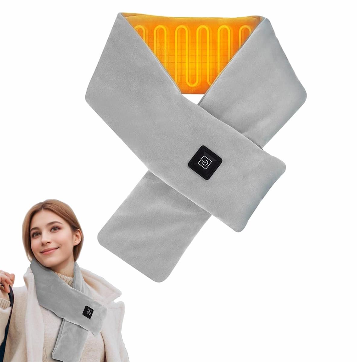 ZAFEE 電熱ネックウォーマー USB電熱マフラー 3段階温度調節 ヒーターマフラー 洗える防寒スカーフ 男女兼用 (グレー)