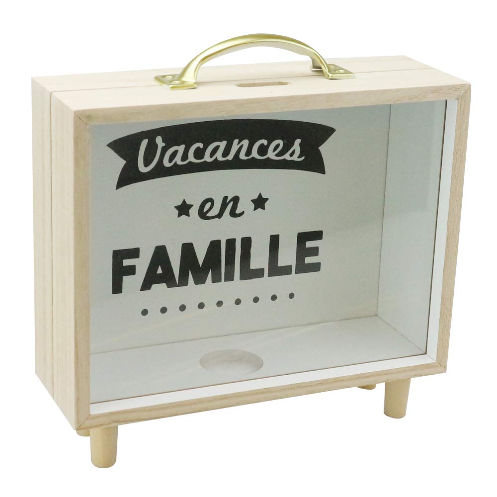 スタイル：おしゃれ◆商品名：貯金箱 賽銭箱 コインケース おしゃれ インテリア 透明 木製フレーム 取っ手付き 収納ボックス