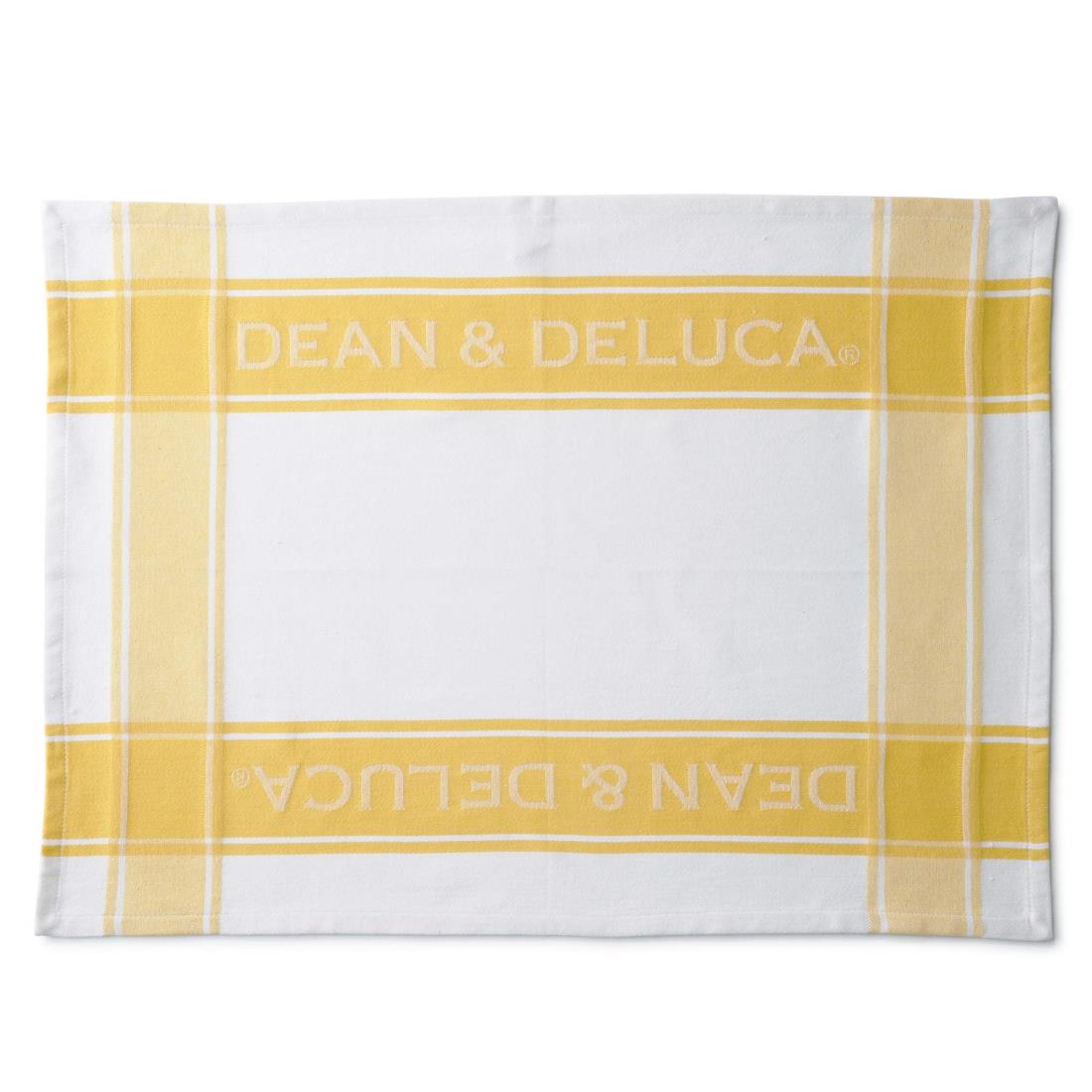 DEAN ＆ DELUCA(ディーンアンドデルーカ) ティータオル イエ ロー 大判 ループ付き ロゴ入り キッチンタオル ふきん 70×50cm