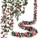 Syntelusa バラ ガーランド 5本入 造花 花藤 人工観葉植物 枯れない花 薔薇 手作り花輪 装飾用 飾りつけ パーティー飾り 花園 DIY 結婚式 誕生日 撮影 店舗の装飾 長さ2.3m (ピンク 45花頭)