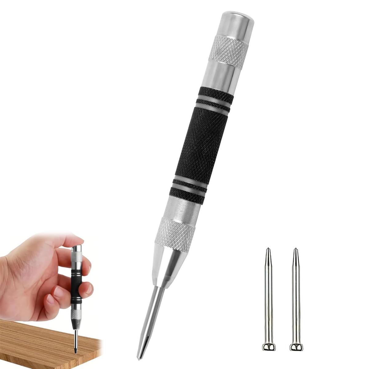 サムコス 自動ポンチ 1個入り オートセンターポンチ 超硬自動ポンチ ハンマー不要 穴あけ スプリング ..