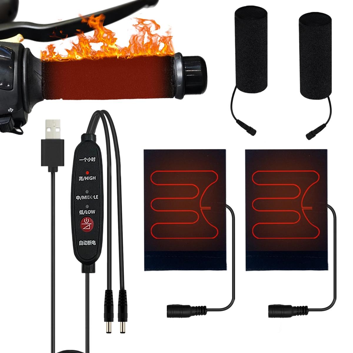 Beetast グリップヒーター バイク用 巻き付け式 USB給電 スイッチ付き 防寒ホットグリップ バイク グリ..