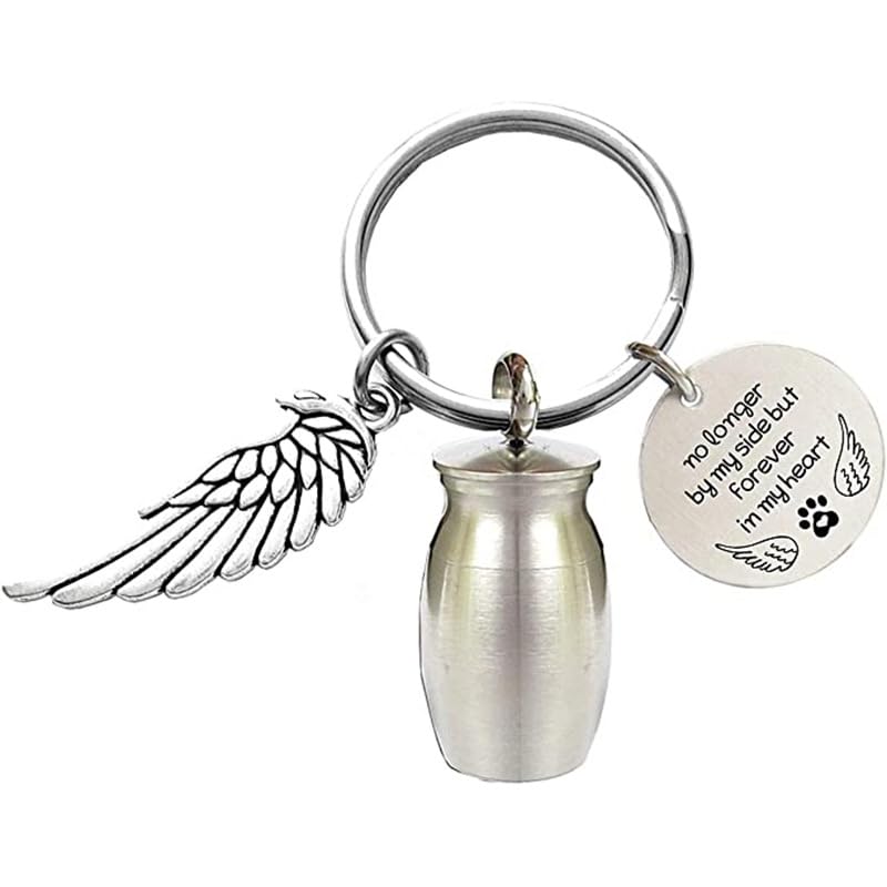スタイル：クラシック◆商品名：[Rockyu] 手元供養キーホルダー メモリアル キーホルダー 骨壺 天使の翼 ペット用 刻印付き メモリアルキーリング 追悼のプレゼント ペットの遺骨ケース 供養【天使の翼骨壺キーホルダー】ペットや愛する人...