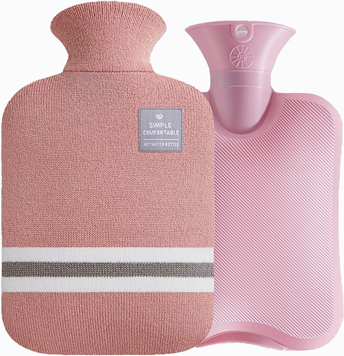 湯たんぽ 注水式 容量1L ゆたんぽ お湯pvc 柔らか カバー付き hot water bag bottle 繰り返し使用可 防寒 冷え性対策グッズ ピンク No.41