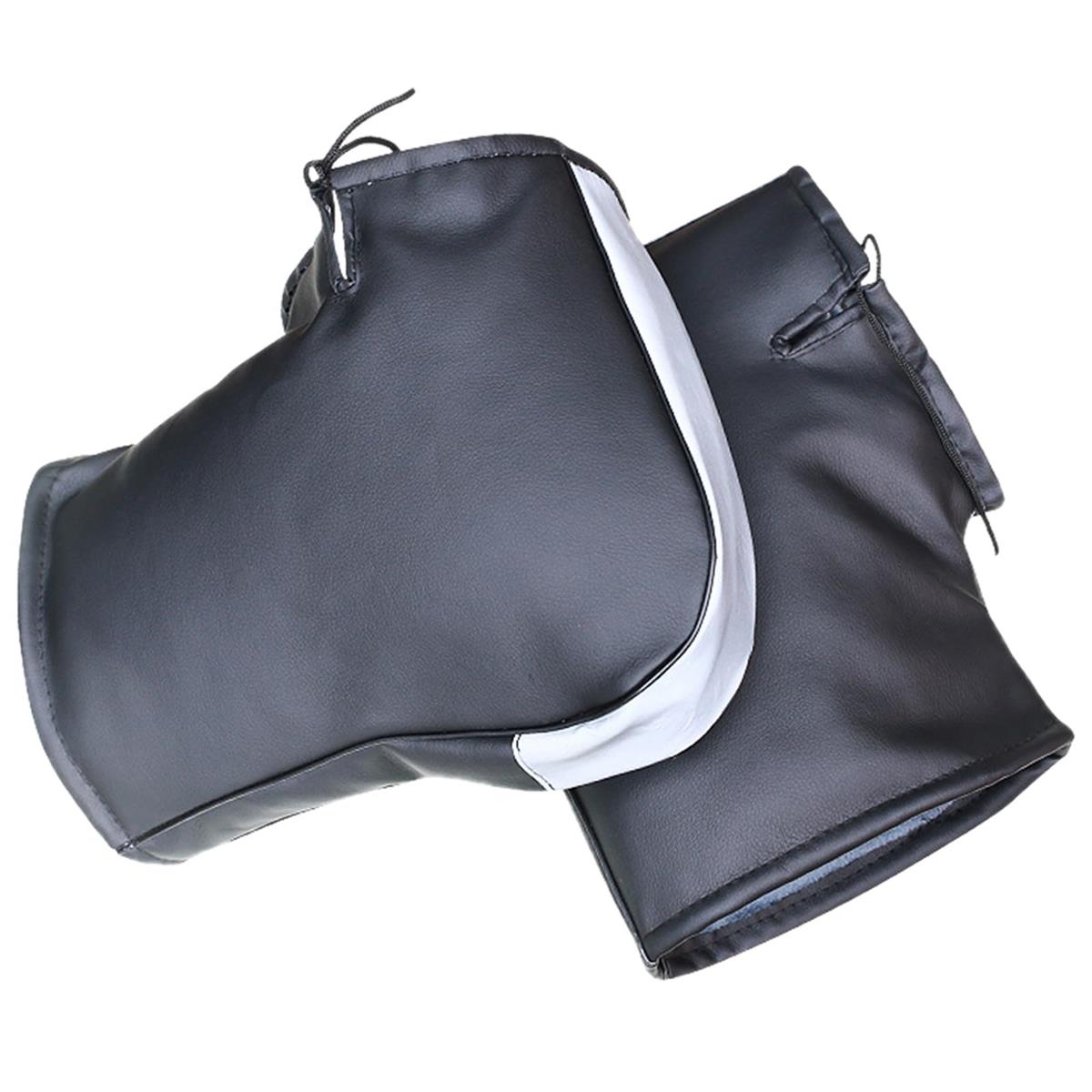 Coollooda バイク用 ハンドルカバー 防水防寒防風対策 裏起毛 極厚 バイク ハンドル PUレザー素材 反射..