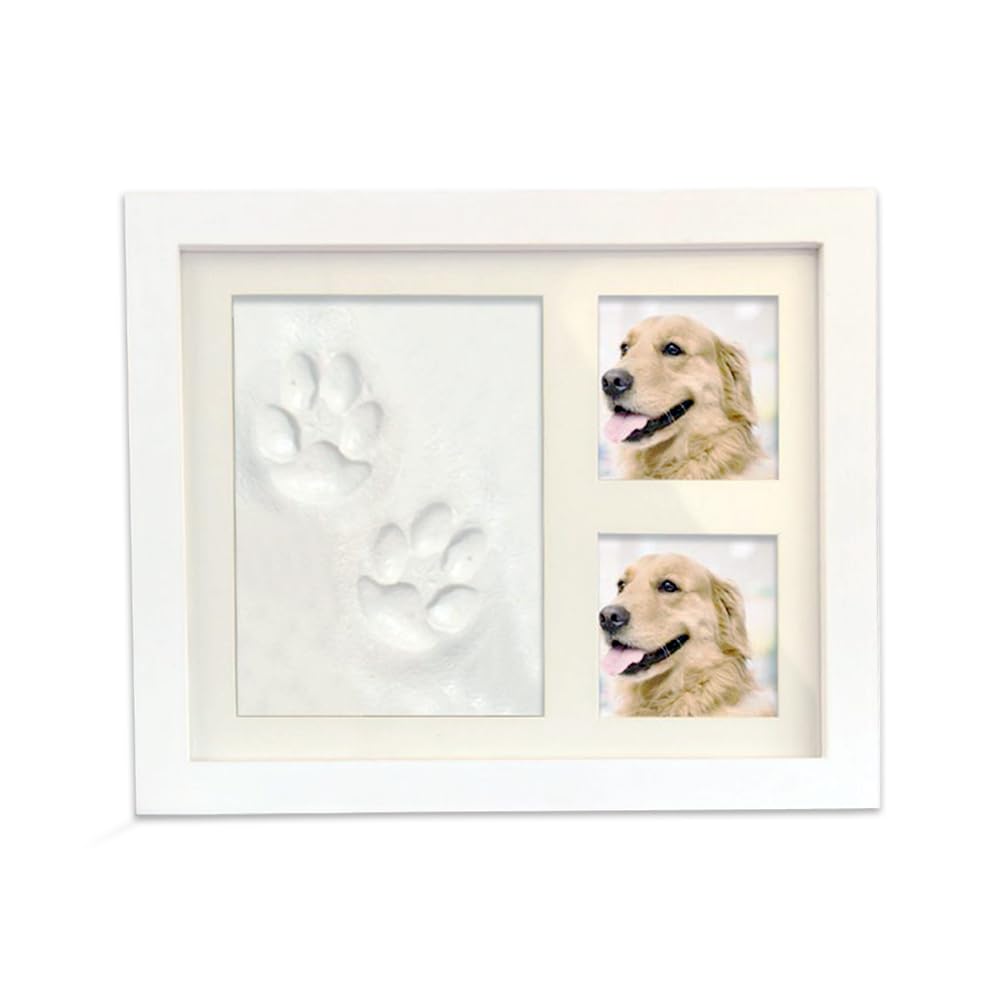 Nicheez メモリアル 犬 猫 足あと スタンプ フォトフレーム 手形 足形 肉球 キット (ホワイト)
