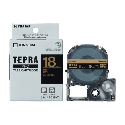キングジム テープカート リッジ テプラPRO 18mm SC18KZ 黒 金文字 キングジム テープカート リッジ テプラPRO 18mm SC18KZ 黒 金文字