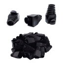 Stoooduo LANケーブル コネクタ カバー 30個セット RJ45ブーツカバーアンチダストプロテクター 6mm穴径 プラスチック ネットワークケーブル用 保護 ブーツキャップ LANケーブルカバー ブーツ ブラック