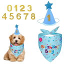 犬 誕生日 帽子 3点セット 可愛い おしゃれ ペット よだれかけ 唾液タオル バンダナ スタイ Birthday 飾り付け 数字付き 犬 猫 誕生日グッズ ペ...