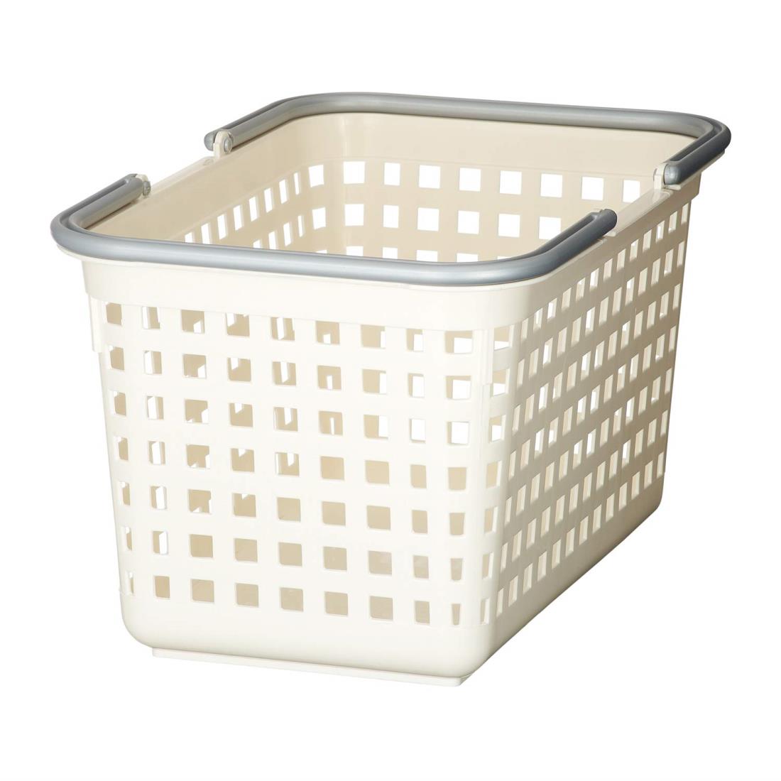ライクイット(like-it) 洗濯カゴ 持ち手付き バスケット S 約幅26.5 奥39.2 高22.3cm ホワイト 日本製 SCB-3 ランドリー収納