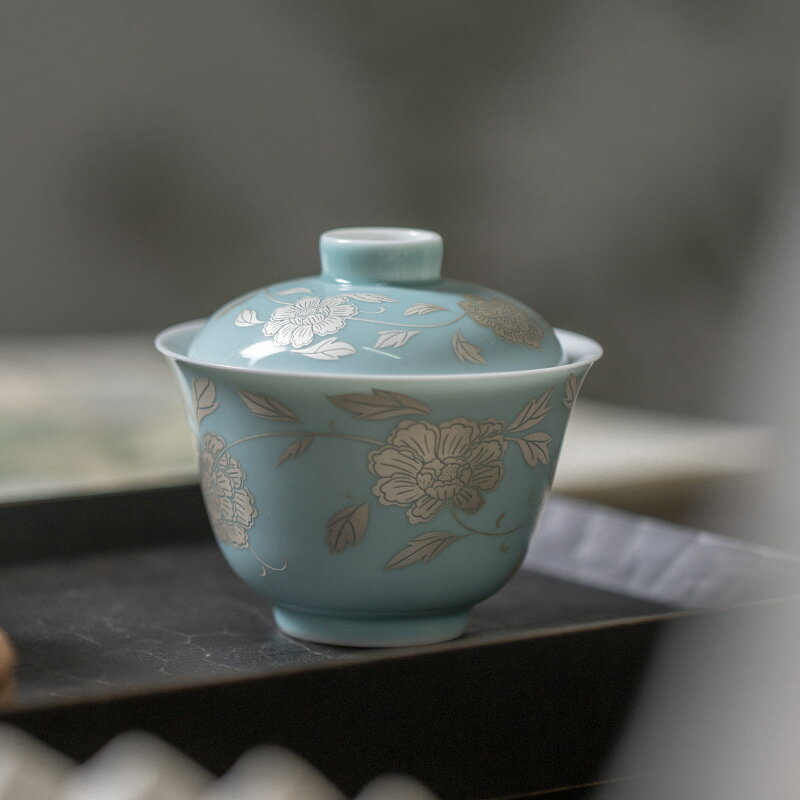 中国茶器 伝統蓋碗 磁器 「牡丹」茶葉 ウーロン茶 お茶 ギフト 台湾茶器 送料無料