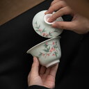 【セール】「手描き茶器」中国徳化県産 手描き茶器 「さくら」蓋碗 陶磁器 茶道具 中国茶器 台湾茶器 烏龍茶 台湾ウーロン茶 結婚お祝い プレゼント