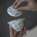 「手描き茶器」中国徳化県産 手描き茶器 蓋碗 「青花蝶々」お