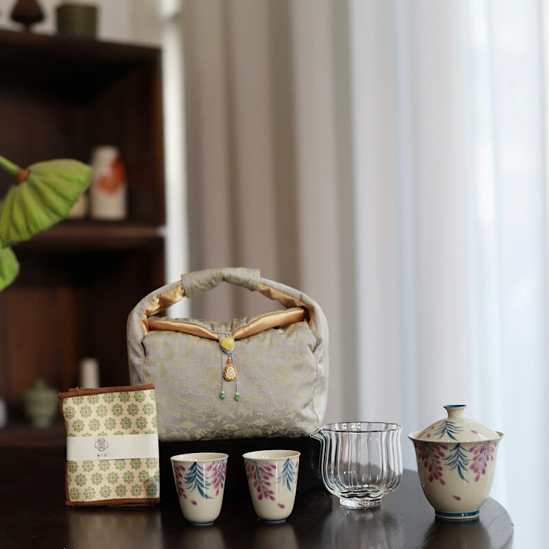 【完売必至】【新商品】中国伝統茶器 「藤の花」おしゃれ6点セ