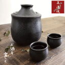酒器セット 熱燗 冷酒 日本酒 おしゃれ 徳利 ぐい呑み 酒燗器 保温器 とっくり 温燗 おちょこ セット お猪口 盃 家呑み 1.6合 日本製 美濃焼 ブラッ...