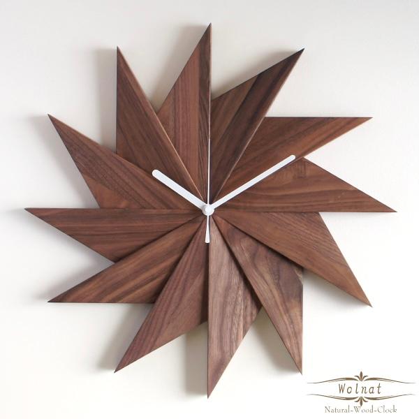 デザイン 掛け時計 木製 壁掛け時計 おしゃれ ウォールクロック 天然木 ウッド 北欧 インテリア 無垢 ..