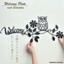 ウォールデコ 壁飾り おしゃれ 玄関 ウェルカム サインプレート 看板 ふくろう 梟 オウル Welcome 壁掛け フクロウ アイアン インテリア 送料無料 ...