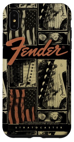 Fender Vintage Stratocaster Americana Distressed Collage スマホケース iPhone XS Max 用