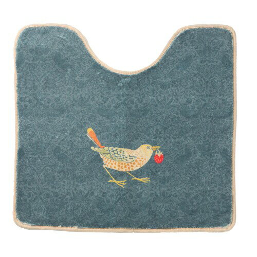 Jubilee ジュビリー ウイリアムモリス柄を使ったもこもこ起毛トイレマット 55x60cm 花柄滑り止め付 デザイン Strawberry Thief Bird