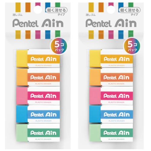 ぺんてる 消しゴム Pentel Ain 軽く消せるタイプ 5色 2個 XZEAH065STAMZ 【特長】「軽く消せるタイプ」のカラー消しゴムセット 【個数】軽く消せるタイプ5色×2個 【1個あたり本体サイズ/重さ】幅43mm×奥行18mm×高さ12mm/12g(軽く消せるタイプ13g) 【材質】消しゴム=PVC スリーブ=紙 軽い力で消せる「軽く消せる」タイプの消しゴムセット。 学校など外での学習は軽く消せるタイプを使いスピーディーに。 いろいろな場所に置いてすぐに使えるように5色×2個のまとめセット。 商品コード20070801014商品名ぺんてる 消しゴム Pentel Ain 軽く消せるタイプ 5色 2個 XZEAH065STAMZ型番XZEAH065STAMZサイズ小カラー色付き※他モールでも併売しているため、タイミングによって在庫切れの可能性がございます。その際は、別途ご連絡させていただきます。※他モールでも併売しているため、タイミングによって在庫切れの可能性がございます。その際は、別途ご連絡させていただきます。