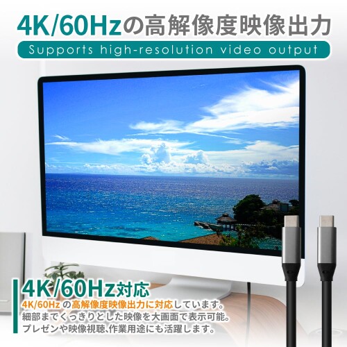 シズカウィル Type C ケーブル データ転送 4K 60Hz 充電ケーブル PVC素材 断線防止 柔らかい テレワーク リモ mannishboy-24763303 マニッシュボーイ サンプル画像2