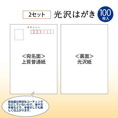 プラス 光沢はがき インクジェット用紙 100枚入 2パックセット IT-100P-GC 46-142×2