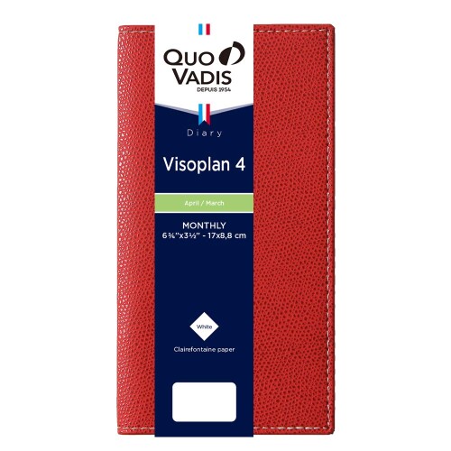 Quo Vadis - クオバディス 手帳 ダイアリー『ビソプラン4/クラブ』 (マンスリータイプ・スリムサイズ 17×8.8cm) レッド QUOVADIS qv66502rd