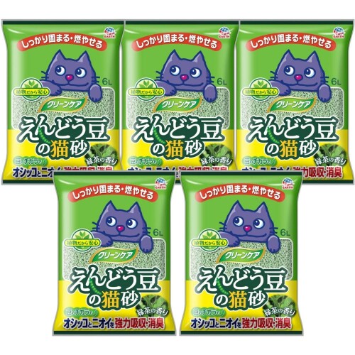 JOYPET(ジョイペット) クリーンケア えんどう豆の猫砂 緑茶の香り 6L×5個 ケース ...