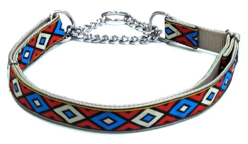 ONS アーガイルチョーク #15 ブラウン 小型犬用 ハーフチョーク首輪